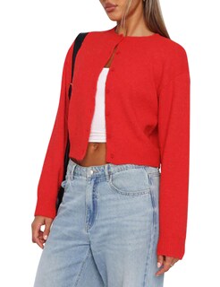 Foto 1 | Foto 1 | Jersey Tipo Cárdigan Missactiver Para Mujer Con La Parte Delantera Abierta Color Rojo - Venta Internacional.