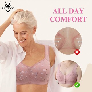 Foto 4 | Foto 4 | Sujetadores Fhteco Daisy Con Cierre Frontal Con Estampado Floral Inalámbrico Talla Grande - Venta Internacional.