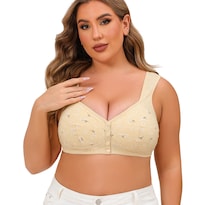 Sujetadores Fhteco Daisy Floral Con Cierre Frontal Inalámbrico Beige Xs - Venta Internacional.