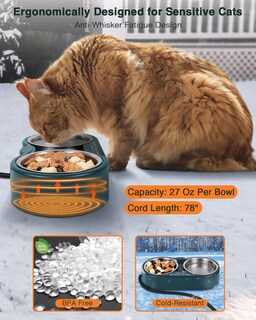 Foto 2 | Foto 2 | Cuenco De Agua Caliente Que Se Puede Agarrar Para Gatos Al Aire Libre Con Cuencos De Acero Inoxidable - Venta Internacional.