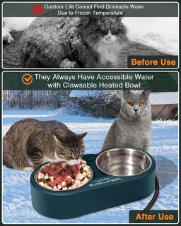 Foto 4 | Foto 4 | Cuenco De Agua Caliente Que Se Puede Agarrar Para Gatos Al Aire Libre Con Cuencos De Acero Inoxidable - Venta Internacional.