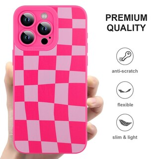 Foto 4 | Foto 4 | Funda De Teléfono Ziye Para Iphone 14 Pro Max Con Cuadrículas De Color Rosa Intenso A Cuadros - Venta Internacional.