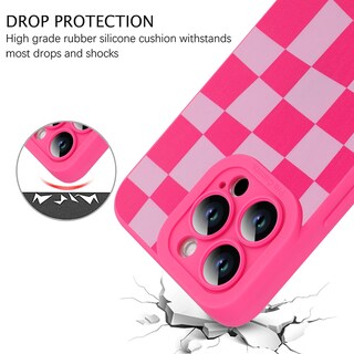 Foto 2 | Foto 2 | Funda De Teléfono Ziye Para Iphone 13 Pro Max Con Cuadrículas De Color Rosa Intenso A Cuadros - Venta Internacional.