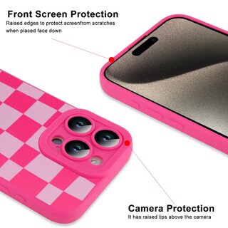 Foto 3 | Foto 3 | Funda De Teléfono Ziye Para Iphone 13 Pro Max Con Cuadrículas De Color Rosa Intenso A Cuadros - Venta Internacional.