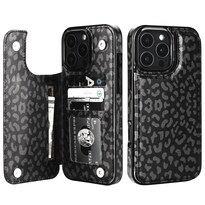 Funda Tipo Cartera Haopsh Para Iphone 16 Pro Max Black Leopard - Venta Internacional.