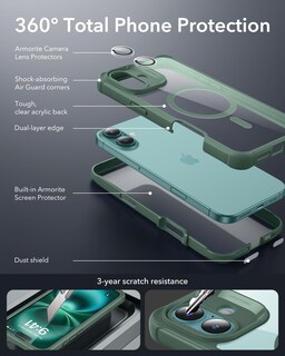 Foto 3 | Foto 3 | Funda De Teléfono Esr Para Iphone 16 Con Vidrio Templado Verde Transparente - Venta Internacional.