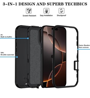 Foto 6 | Foto 6 | Funda De Teléfono Para Iphone 16 Plus Con Pantalla Hd Negra - Venta Internacional.