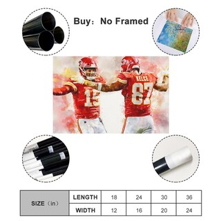 Foto 2 | Foto 2 | Póster Sobre Lienzo De La Estrella Del Deporte Patrick Mahomes Travis Kelce 30 X 45 Cm - Venta Internacional.