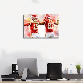 Foto 3 | Foto 3 | Póster Sobre Lienzo De La Estrella Del Deporte Patrick Mahomes Travis Kelce 30 X 45 Cm - Venta Internacional.
