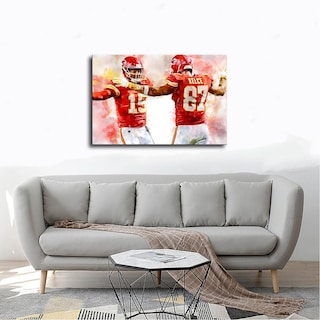 Foto 4 | Foto 4 | Póster Sobre Lienzo De La Estrella Del Deporte Patrick Mahomes Travis Kelce 30 X 45 Cm - Venta Internacional.
