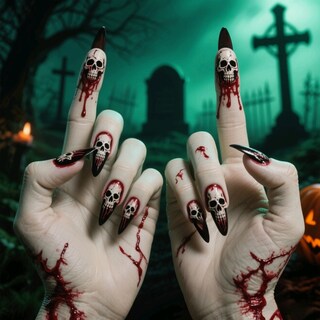 Foto 1 | Foto 1 | Pegatinas De Uñas Bjr Dibujos Animados De Halloween Falsas Portátiles Venta Al Por Mayor - Venta Internacional.