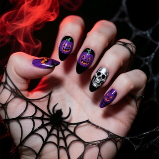 Foto 1 | Foto 1 | Pegatinas De Uñas Bjr Dibujos Animados De Halloween Falsas Portátiles Venta Al Por Mayor - Venta Internacional.