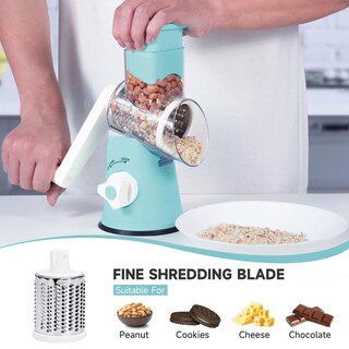 Foto 4 | Foto 4 | Rallador Rotativo De Queso Cudebo Con 3 Cuchillas Base De Succión Azul - Venta Internacional.