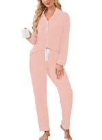 Conjunto De Pijama Evaimizill Para Mujer Manga Larga Con Botones Rosa - Venta Internacional.