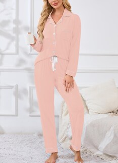 Foto 5 | Foto 5 | Conjunto De Pijama Evaimizill Para Mujer Manga Larga Con Botones Rosa - Venta Internacional.