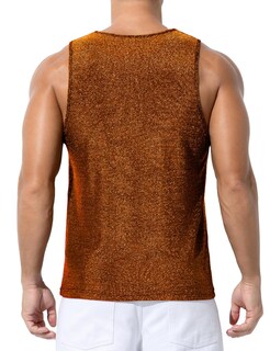 Foto 4 | Foto 4 | Camiseta Sin Mangas Casey Kevin Glitter Rave Con Lentejuelas Doradas Para Hombre Talla L - Venta Internacional.