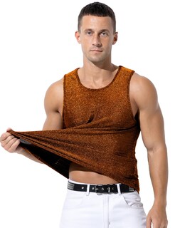 Foto 5 | Foto 5 | Camiseta Sin Mangas Casey Kevin Glitter Rave Con Lentejuelas Doradas Para Hombre Talla L - Venta Internacional.