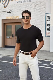 Foto 4 | Foto 4 | Camiseta Moda Viva Para Hombre Manga Corta Punto Cuello Redondo Color Negro Xl - Venta Internacional.