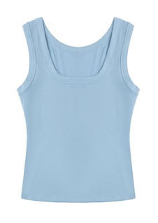 Foto 3 | Foto 3 | Camiseta Sin Mangas Svaliy Summer Para Mujer  Cuello Cuadrado  Acanalado  Azul  Talla L - Venta Internacional.