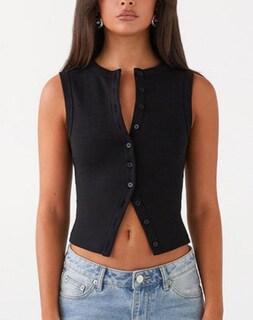 Foto 2 | Foto 2 | Chaleco De Verano Acanalado Faretumiya Sin Mangas Para Mujer Talla S - Venta Internacional.