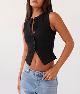 Foto 4 | Foto 4 | Chaleco De Verano Acanalado Faretumiya Sin Mangas Para Mujer Talla S - Venta Internacional.