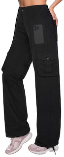 Foto 1 | Foto 1 | Pantalones Cargo Yintoon Elásticos De Cintura Alta Para Mujer Negros Talla L - Venta Internacional.