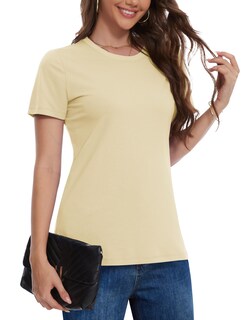 Foto 1 | Foto 1 | Camiseta Yucolen Para Mujer De Algodón Con Cuello Redondo Light Apricot Xl - Venta Internacional.