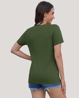 Foto 3 | Foto 3 | Camiseta Yucolen Para Mujer 2025 Algodón Manga Corta Color Verde Militar - Venta Internacional.
