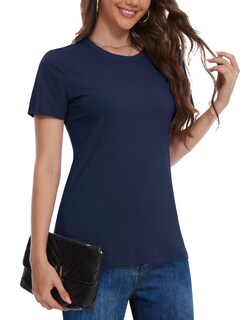 Foto 1 | Foto 1 | Camiseta Yucolen Para Mujer De Algodón Manga Corta Azul Marino Talla Xl - Venta Internacional.