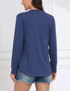 Foto 2 | Foto 2 | Camisa Tipo Túnica Kancystore Para Mujer Con Cuello En V Y Manga Larga Color Azul Marino - Venta Internacional.