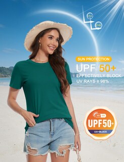Foto 5 | Foto 5 | Camiseta Yucolen Para Mujer De Manga Corta Con Protección Solar Upf 50+ Color Verde - Venta Internacional.