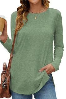 Foto 1 | Foto 1 | Camiseta Tipo Túnica Hount De Manga Larga Para Mujer  Color Verde Militar  Talla M - Venta Internacional.