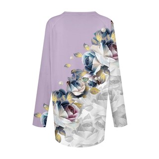 Foto 4 | Foto 4 | Blusa Tipo Túnica Cotecram Para Mujer Manga Larga Cuello En V Holgada Color Morado Claro - Venta Internacional.