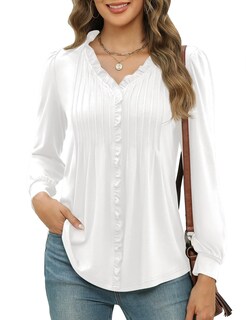 Foto 1 | Foto 1 | Camiseta Tipo Túnica Micoson Holgada Para Mujer Manga Abullonada Color Blanco Talla Xl - Venta Internacional.
