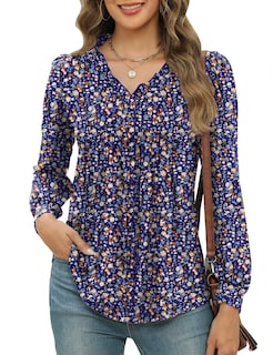 Foto 1 | Foto 1 | Blusa Estilo Túnica Micoson Spring Plisada Cuello En V Morado Y Naranja S - Venta Internacional.