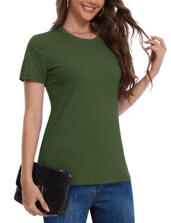 Foto 1 | Foto 1 | Camiseta Yucolen Para Mujer 2025 Algodón Manga Corta Color Verde Militar - Venta Internacional.