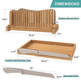 Foto 6 | Foto 6 | Cortadora De Pan Vriccc Bamboo Con Cuchillo Serrado De 3 Grosores - Venta Internacional.