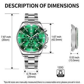 Foto 7 | Foto 7 | Reloj Olevs Con Cronógrafo De Acero Inoxidable Verde Plateado Para Hombre - Venta Internacional.