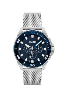 Foto 1 | Foto 1 | Reloj Para Hombre Hugo #fresh 1530287 Cronógrafo Análogo Esfera Azul Correa De Malla De Acero Plata 44 Mm