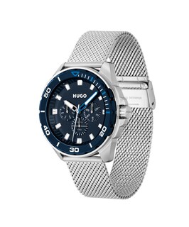 Foto 2 | Foto 2 | Reloj Para Hombre Hugo #fresh 1530287 Cronógrafo Análogo Esfera Azul Correa De Malla De Acero Plata 44 Mm