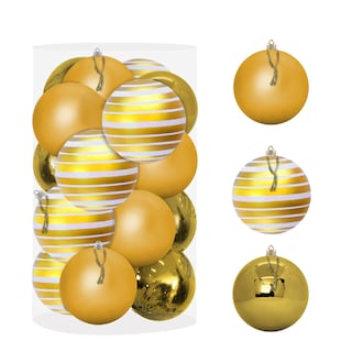 Foto 1 | Foto 1 | Esferas Para Árbol De Navidad Artego Grandes De 10 Cm De Diámetro Paquete 16 Esferas Dorado Kenitra Línea Glitter