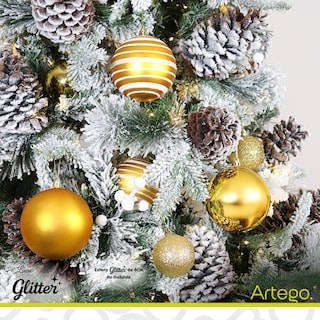 Foto 5 | Foto 5 | Esferas Para Árbol De Navidad Artego Grandes De 10 Cm De Diámetro Paquete 16 Esferas Dorado Kenitra Línea Glitter