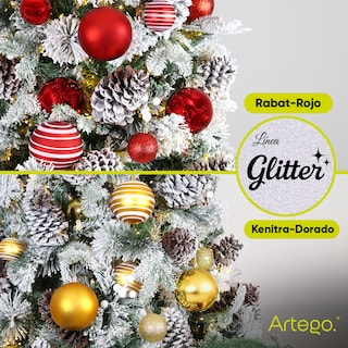 Foto 7 | Foto 7 | Esferas Para Árbol De Navidad Artego Grandes De 10 Cm De Diámetro Paquete 16 Esferas Dorado Kenitra Línea Glitter