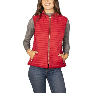 Foto 2 | Foto 2 | Chaleco Capitonado Para Mujer Con Cuello Mao Y Bolsas A Los Costados Greenlander Rojo