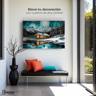 Foto 3 | Foto 3 | Cuadro Decorativo Para Sala Cabaña Y Reflejo 90x60