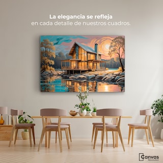 Foto 2 | Foto 2 | Cuadro Decorativo Para Sala Cabaña Junto Lago 90x60