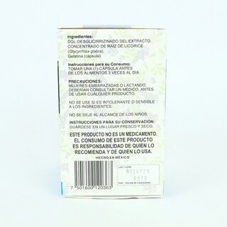 Foto 2 | Foto 2 | Dgl Licorice Regaliz Orgánico 120 Cápsulas 450 Mg Boticaté