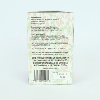 Foto 2 | Foto 2 | Berberina Del Agracejo Indio 120 Cápsulas 450 Mg Boticaté