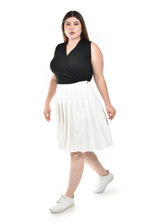 Foto 2 | Foto 2 | Falda Plisada Roman Fashion Blanca para Mujer