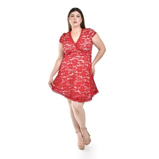 Foto 5 | Foto 5 | Vestido de Encaje Roman Fashion Rojo para Mujer